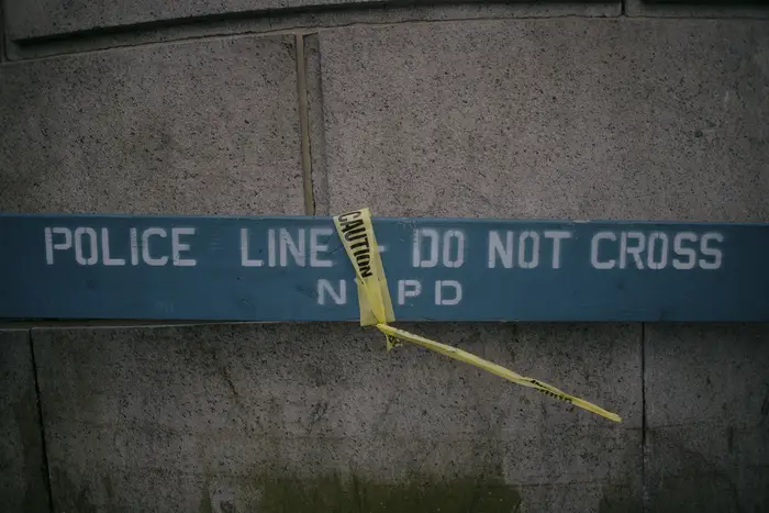 An NYPD barrier seen on the street in New York City on March 7, 2024